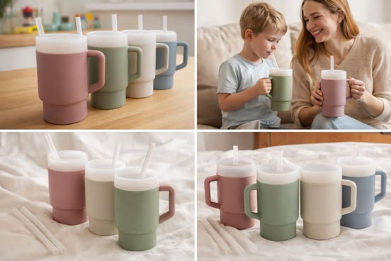 Minelay Soft Cup mit 2 Silikonstrohhalmen
